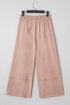 Mineral Wash Flower Applique Drawstring Cropped Wide Leg Pants